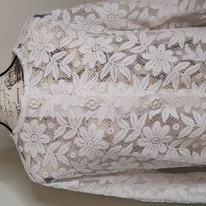Vintage Coquette Girl Daisy Cartigan Sweater Etheral Dreamy Lace SZ: 12
